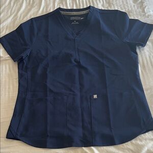 Figs Deep Blue Short Sleeve Top